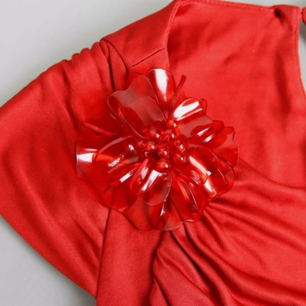 GUCCI Red Sleeveless Dress with Shoulder Detail, New - Picture 6 of 11